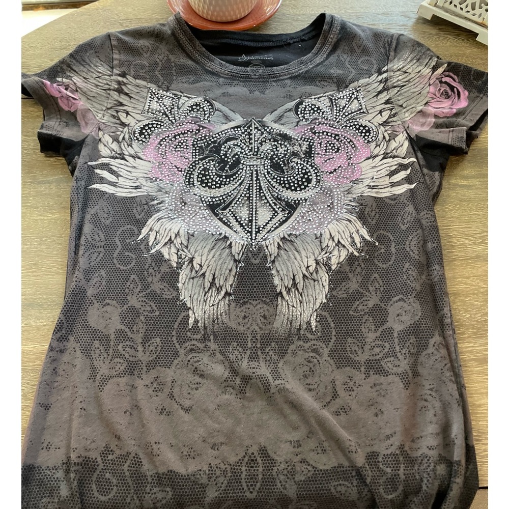 Angels and Diamonds t-shirt with embellishments.